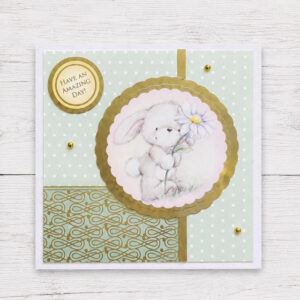 Pack of 2 Cute Bunny Hugs 5.5” square Greetings Cards with envelopes