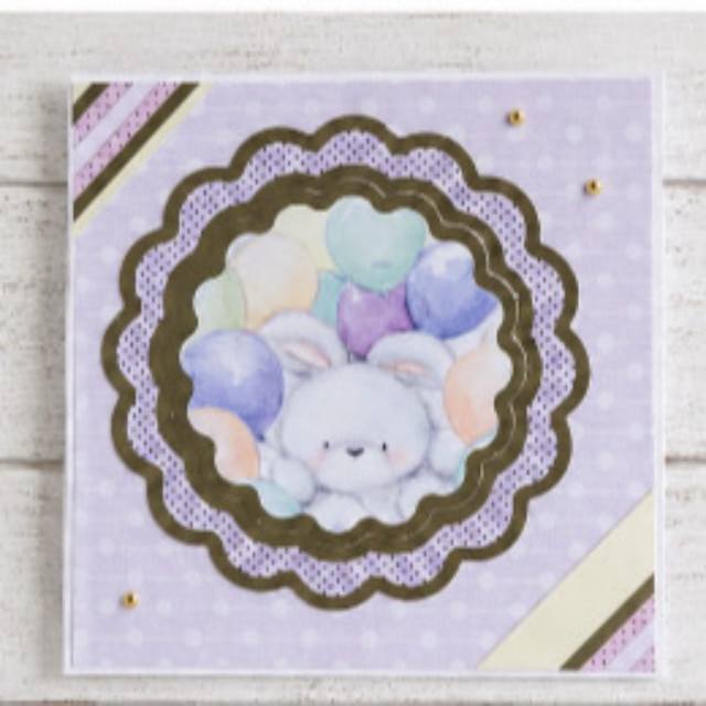 Pack of 3 Cute Bunny Hugs 4” Mini Greeting/Notelet Cards with envelopes (Lilac). - Image 3