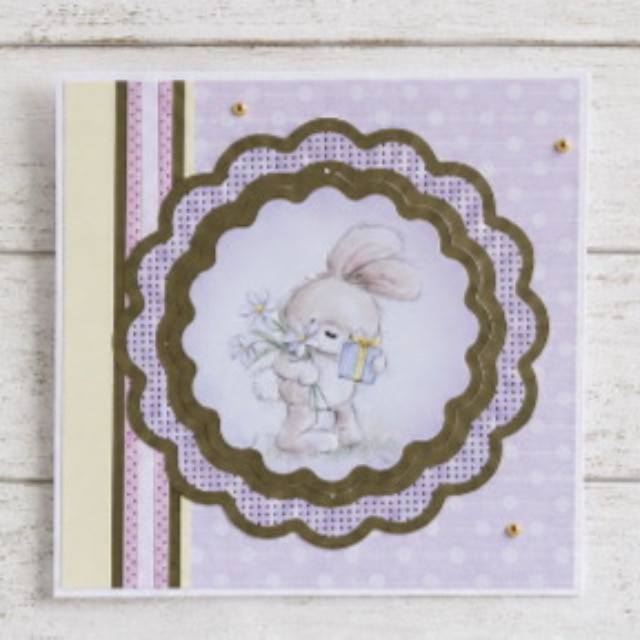 Pack of 3 Cute Bunny Hugs 4” Mini Greeting/Notelet Cards with envelopes (Lilac). - Image 4