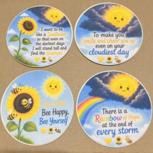 Positive Quotes Bee Inspired Wooden Coasters