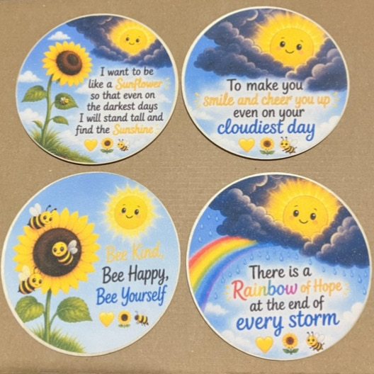 Positive Quotes Bee Inspired Wooden Coasters
