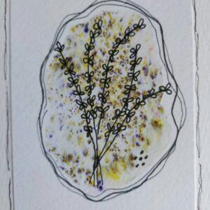 Hand-painted watercolour botanical greeting card – wild lavender