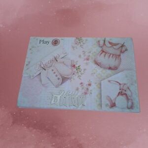 New baby girl card v2 shades of pink with clothing items