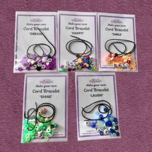 Children’s ‘Make Your Own’ Cord Bracelet Kits with name or word letter beads included