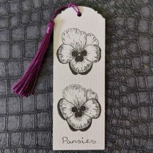 Pansies Bookmark with purple tassel