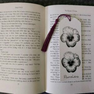 Pansies Bookmark with purple tassel