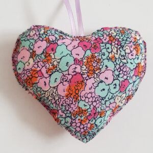 Pink Floral Hanging Heart Decoration on a white background