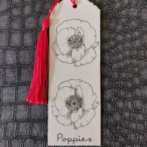 Poppies Bookmark with red tassel