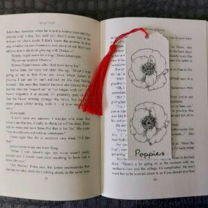 Poppies Bookmark with red tassel