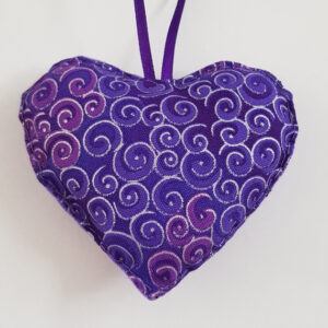 Purple Cat Hanging Heart Decoration - Handmade Double-Sided Gift