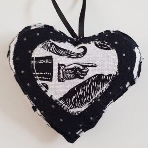 Quirky Monochrome Hanging Heart Decoration