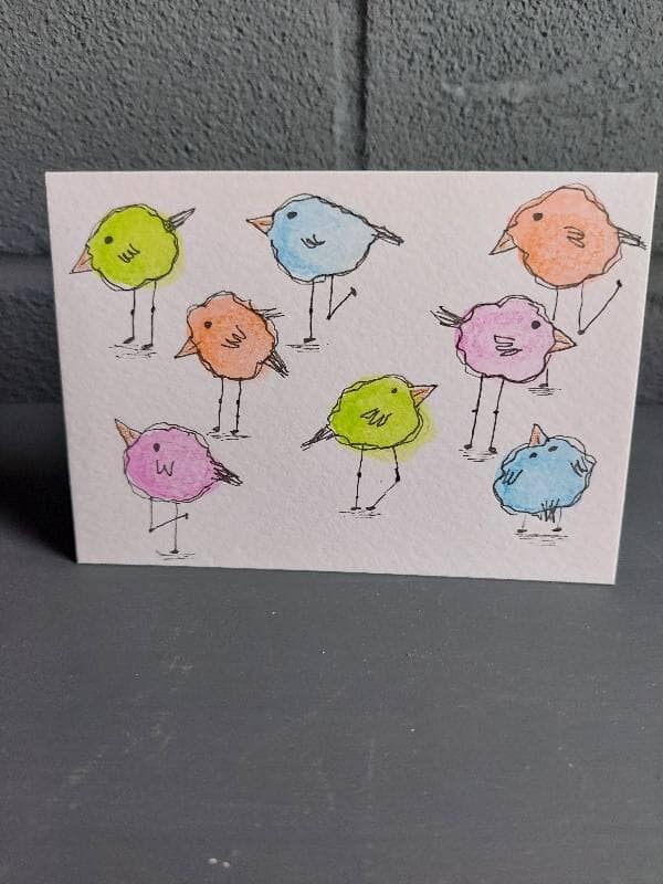 Quirky Birds - Set of 3 Hand-Drawn Watercolour Notelets (A6) with envelopes - Image 3