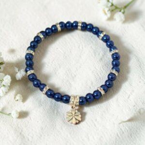 Dark Blue Beaded Stretch Bracelet