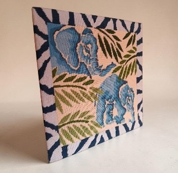 Elephants. A needlepoint canvas picture. - Image 2