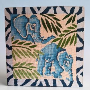 Elephants. A needlepoint canvas picture.