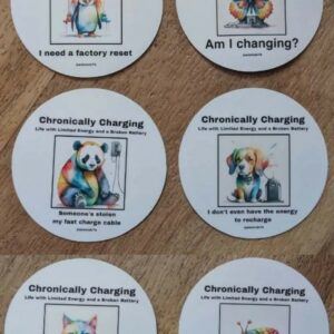 Set of 10 Original Disability and Chronic Illness Art Stickers by Emma Major
