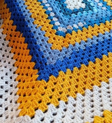 'Sea, sand and sky'. Crocheted Wool blanket/ throw. Proceeds to The Stroke Association - Image 4