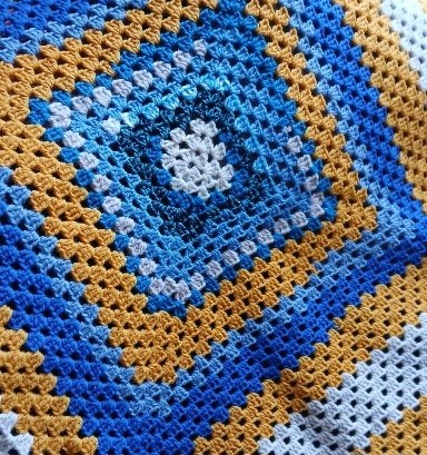 'Sea, sand and sky'. Crocheted Wool blanket/ throw. Proceeds to The Stroke Association - Image 3