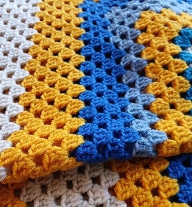 'Sea, sand and sky'. Crocheted Wool blanket/ throw. Proceeds to The Stroke Association - Image 2