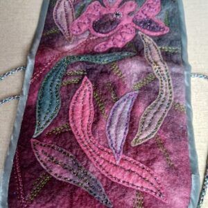 Hand dyed felt bag/ purse with applique & hand embroidery.