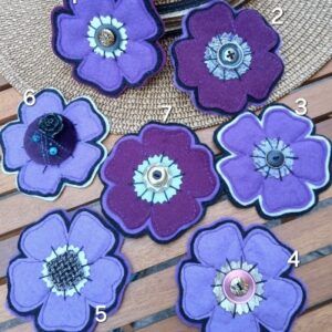 Purple floral brooch pin decoration/ accessory. Purple Poppy.