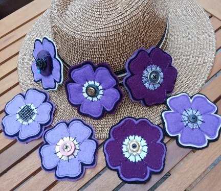 Purple floral brooch pin decoration/ accessory. Purple Poppy. - Image 2