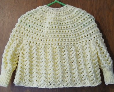 Hand- knitted baby cardigan in lemon. Approx 3 to 6 mths. All proceeds to The Stroke Association - Image 2