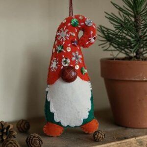 Elf/ gonk Christmas decor. Hand embroidered. Proceeds to Stroke Association