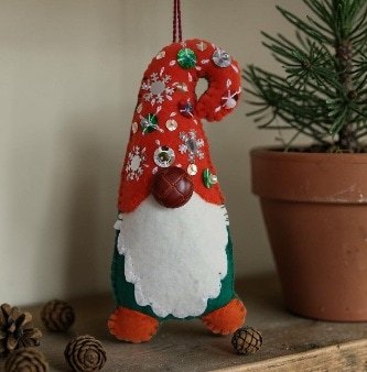 Elf/ gonk Christmas decor. Hand embroidered. Proceeds to Stroke Association