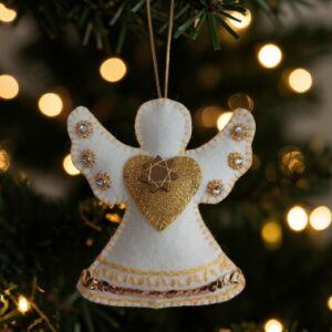Angel, hand embroidered decoration. A symbol of love, hope and protection.All proceeds to The Stroke Association.