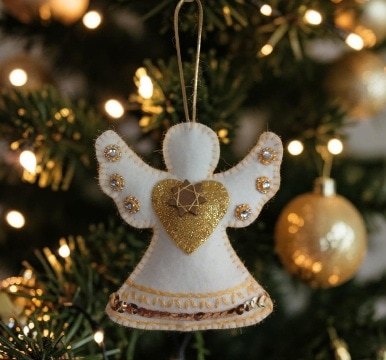 Angel, hand embroidered decoration. A symbol of love, hope and protection.All proceeds to The Stroke Association. - Image 3