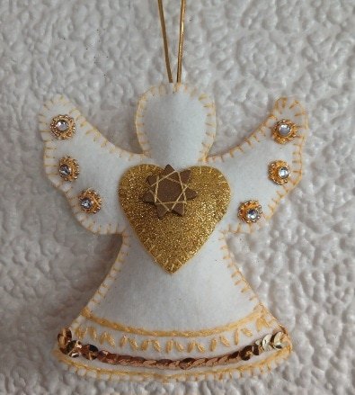 Angel, hand embroidered decoration. A symbol of love, hope and protection.All proceeds to The Stroke Association. - Image 6