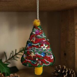 Festive tree hanging. Hand embroidered. Proceeds to The Stroke Association