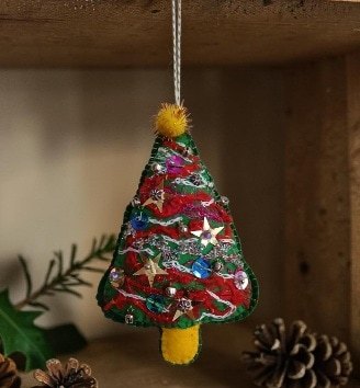 Festive tree hanging. Hand embroidered. Proceeds to The Stroke Association - Image 2