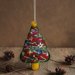 Festive tree hanging. Hand embroidered. Proceeds to The Stroke Association
