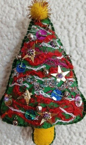 Festive tree hanging. Hand embroidered. Proceeds to The Stroke Association - Image 3