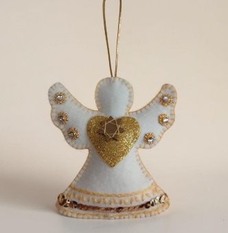 Angel, hand embroidered decoration. A symbol of love, hope and protection.All proceeds to The Stroke Association. - Image 5