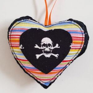 Skull Hanging Heart Decoration - Handmade Double-Sided Gift