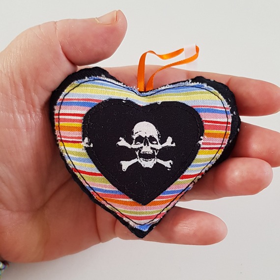 Skull Hanging Heart Decoration - Handmade Double-Sided Gift