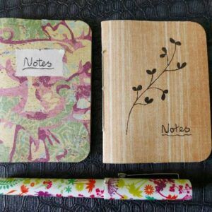 Set of 2 Handmade Pocket Notebooks with free pen.
