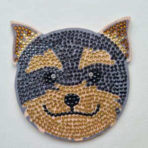 Sparkly Diamond Art Yorkshire Terrier Coaster – Perfect for Dog Lovers