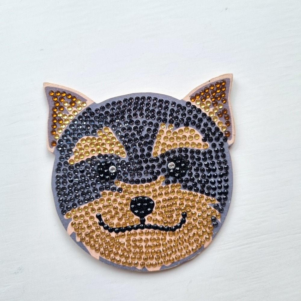 Sparkly Diamond Art Yorkshire Terrier Coaster - Perfect for Dog Lovers
