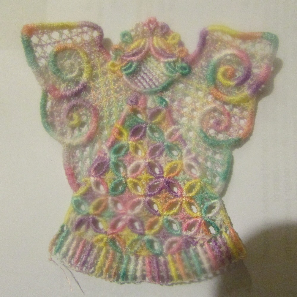 Customizable Machine Embroidered Christmas Lace Angel Ornaments - Image 4