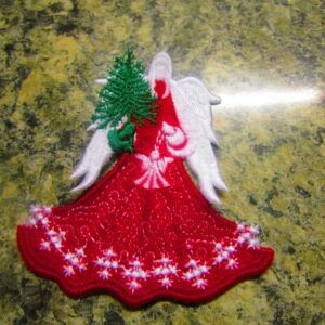 Customizable Machine Embroidered Christmas Lace Angel Ornament