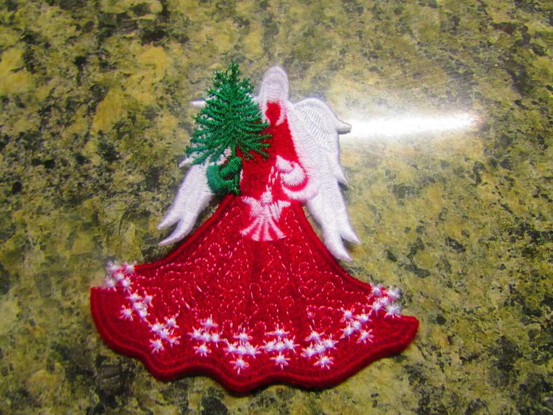Customizable Machine Embroidered Christmas Lace Angel Ornament