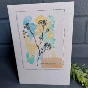 Turquoise Stitched Bloom – scribbled seed heads