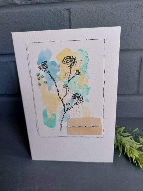 Turquoise Stitched Bloom - scribbled seed heads