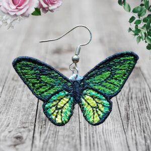 Exquisite Green & Yellow Butterfly Earrings