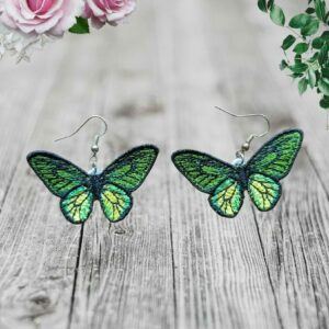 Exquisite Green & Yellow Butterfly Earrings