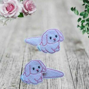 Adorable Pale Pink Bunny Rabbit Felt Hair Grips